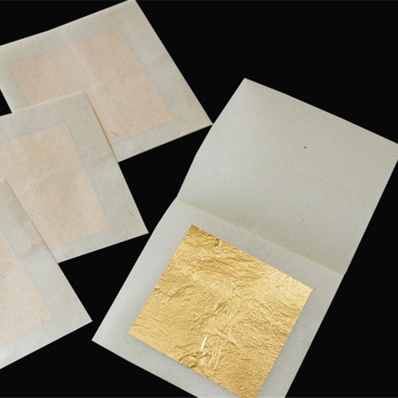 供应98金箔纸 装潢佛像贴金4.33*4.33cm 金梓真金箔批发 金箔